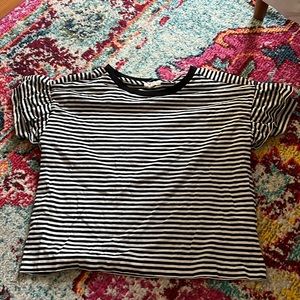 madewell shirt, black and white stripes